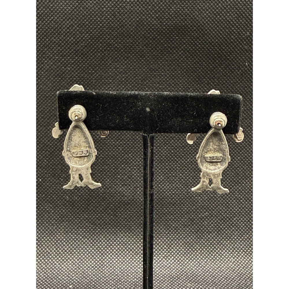 Vintage JJ Jonette Santa Claus Earrings Silver Tone Pewter Christmas Studs - Picture 4 of 7